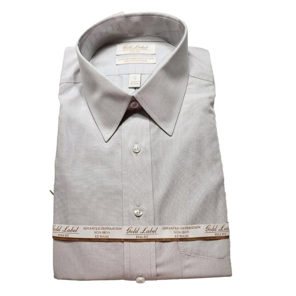 Roundtree & Yorke Gold Label Mens Full Fit Dress Grey Shirt Size 16-33  (CJ3)